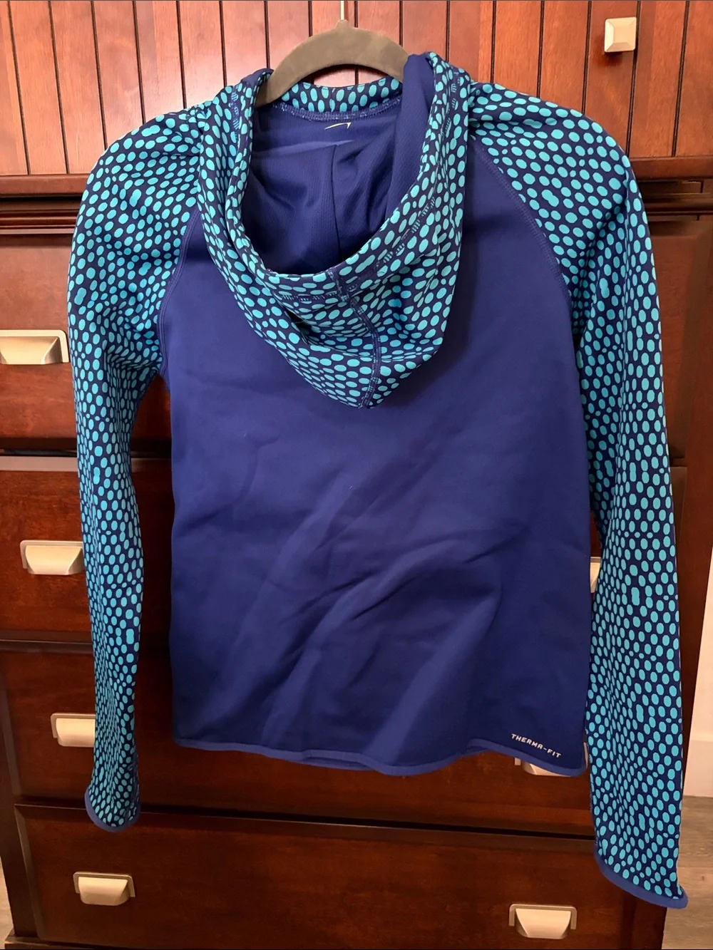 Nike dark Blue and Teal Dotted Hooded Pullover